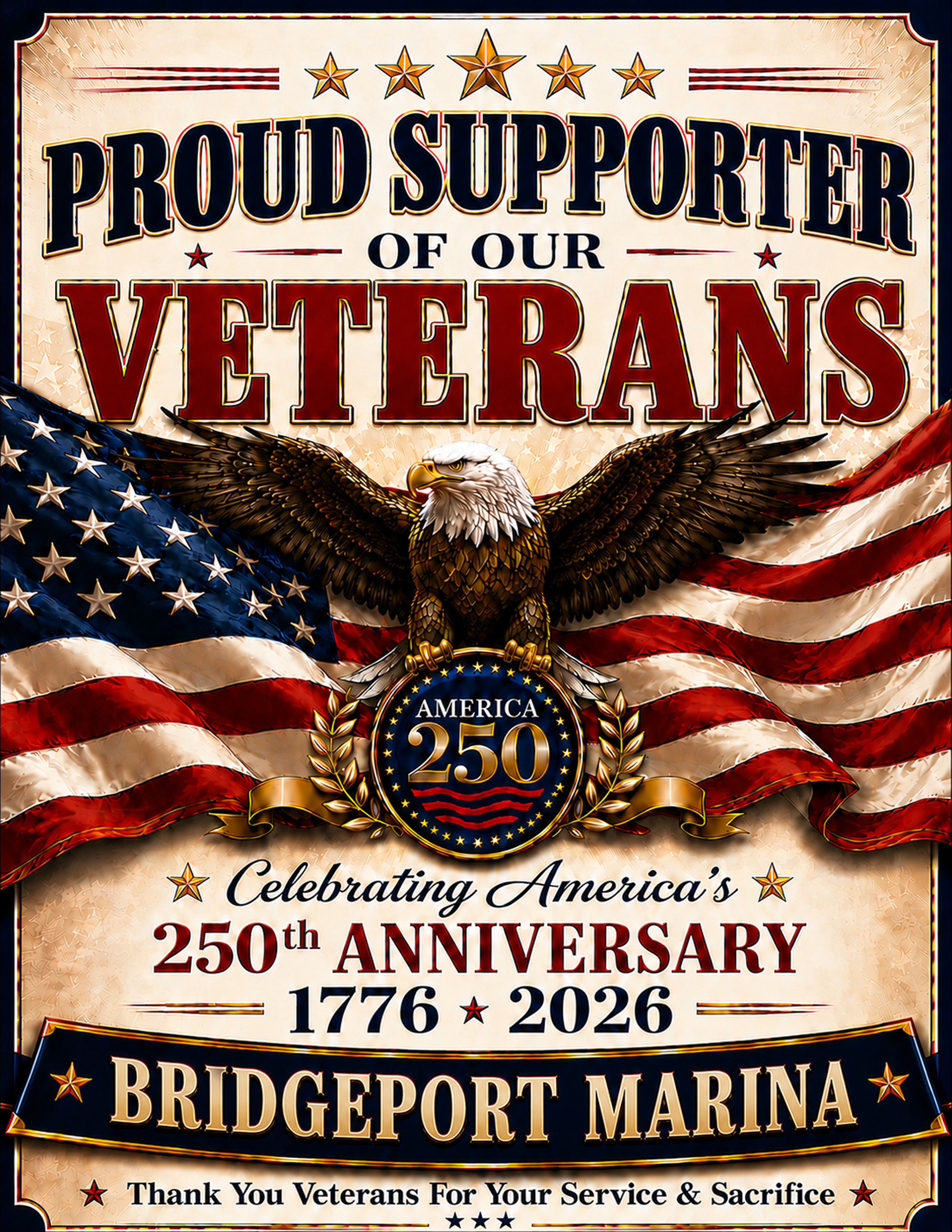 Veterans Support Sign personalized for Bridgeport Marina