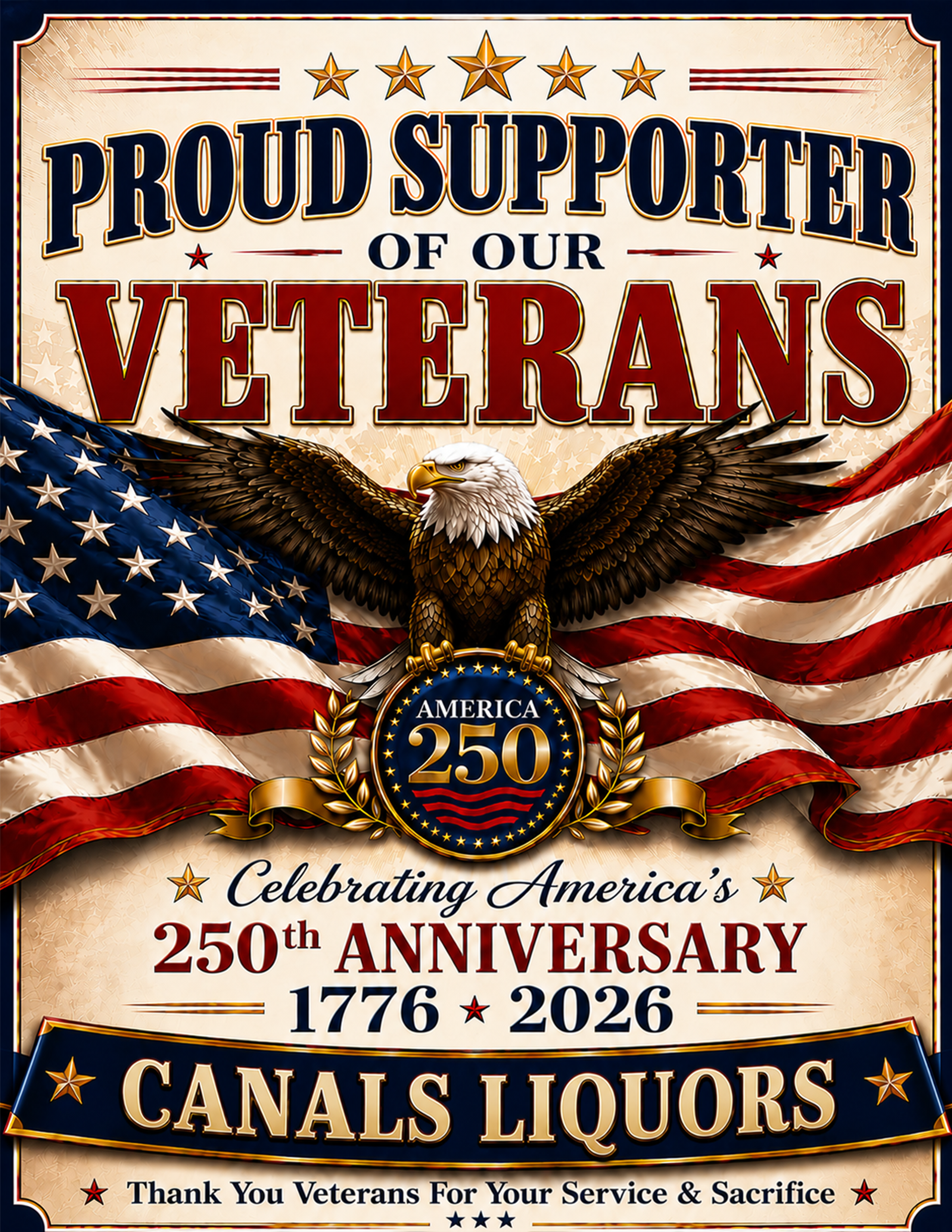Veterans Support Sign personalized for Canals Liquors