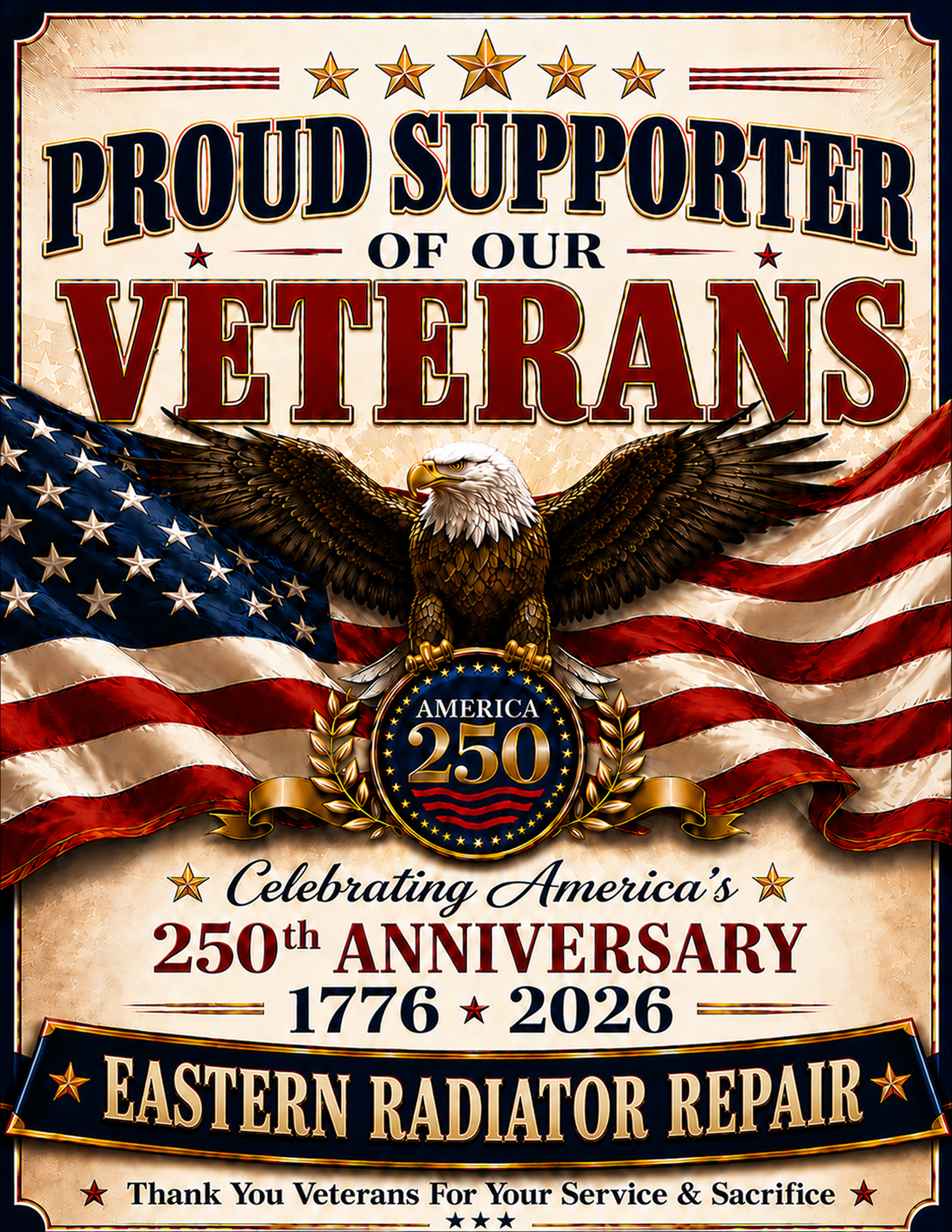 Veterans Support Sign personalized for Eastern Radiator Repair