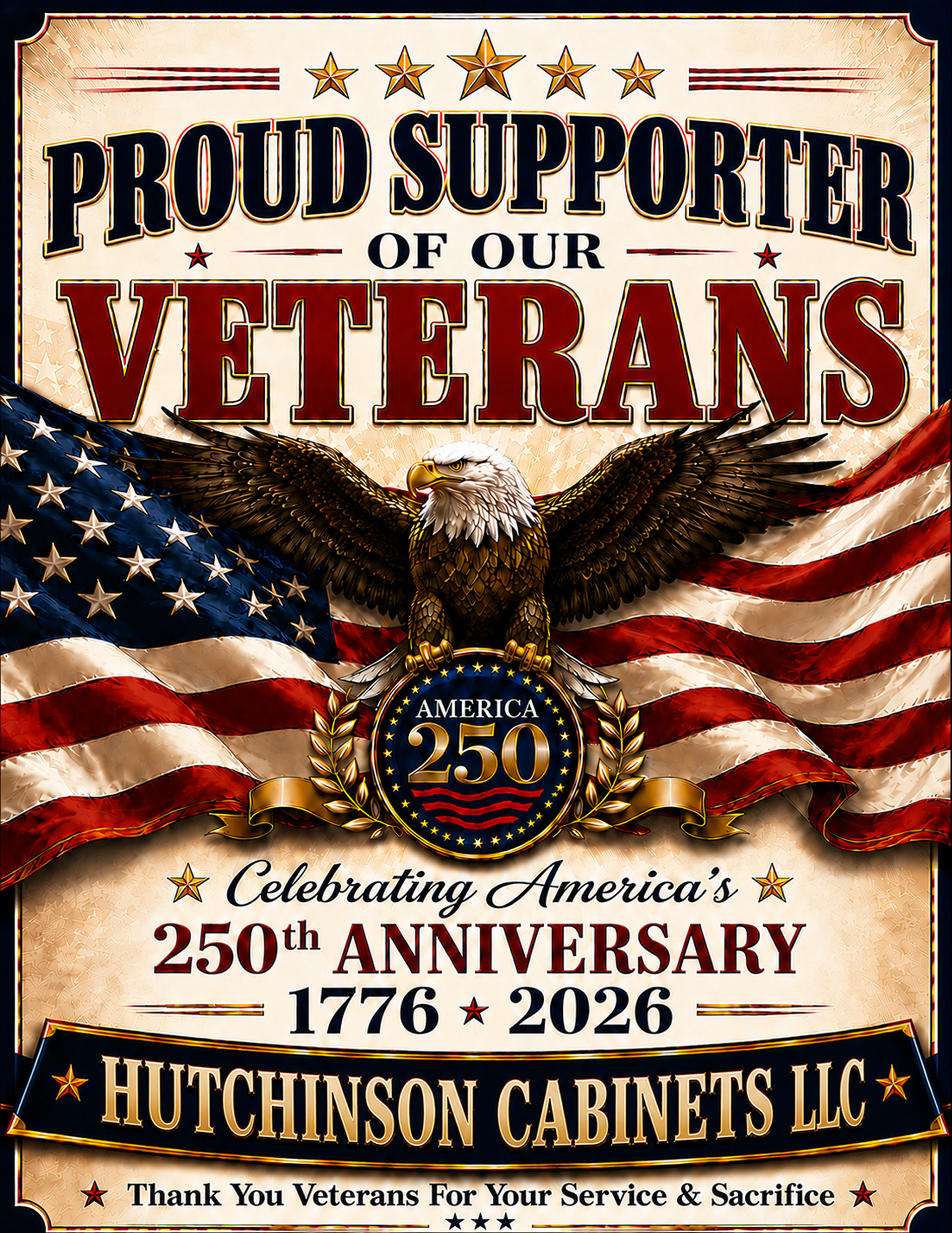 Veterans Support Sign personalized for Hutchinson Cabinets