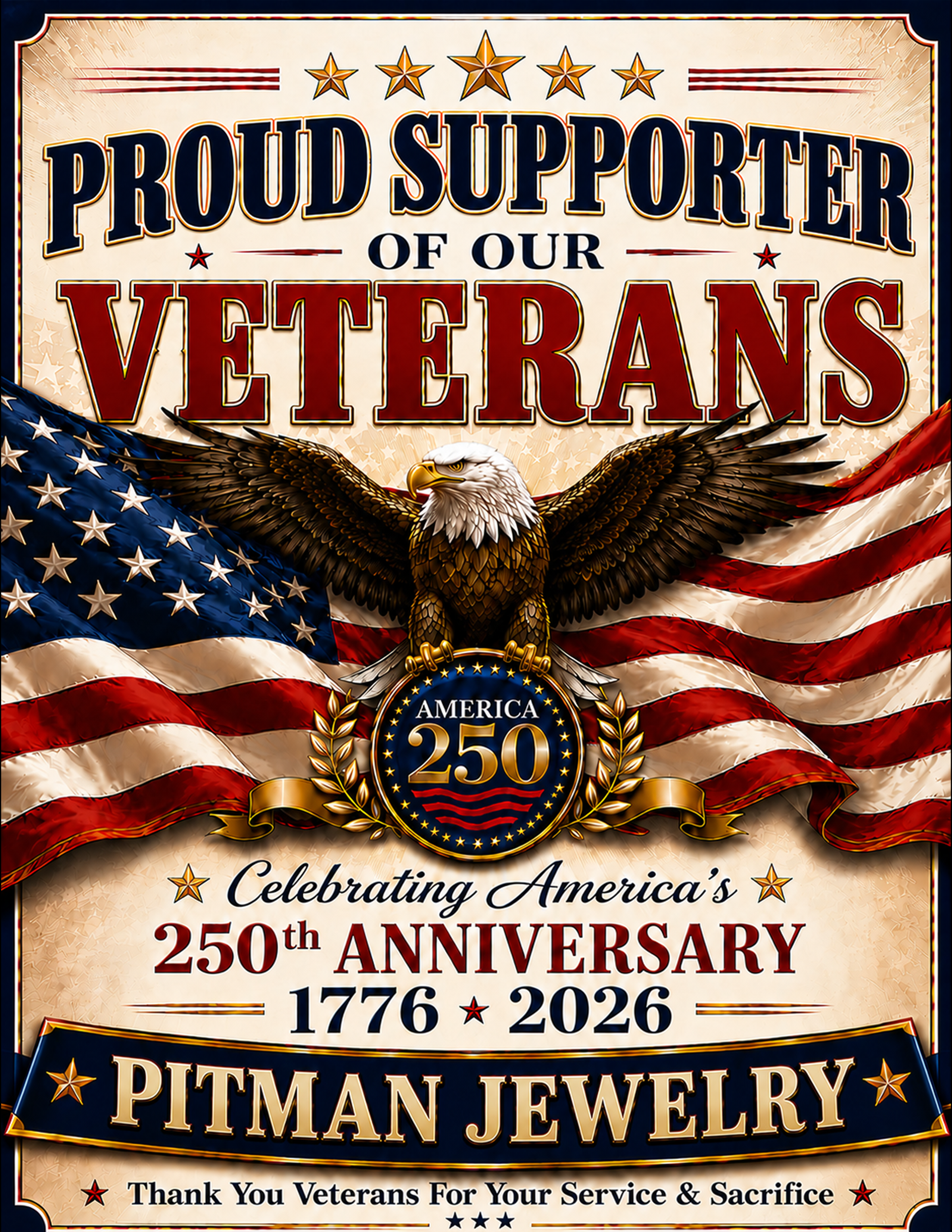 Veterans Support Sign personalized for Pitman Jewelry