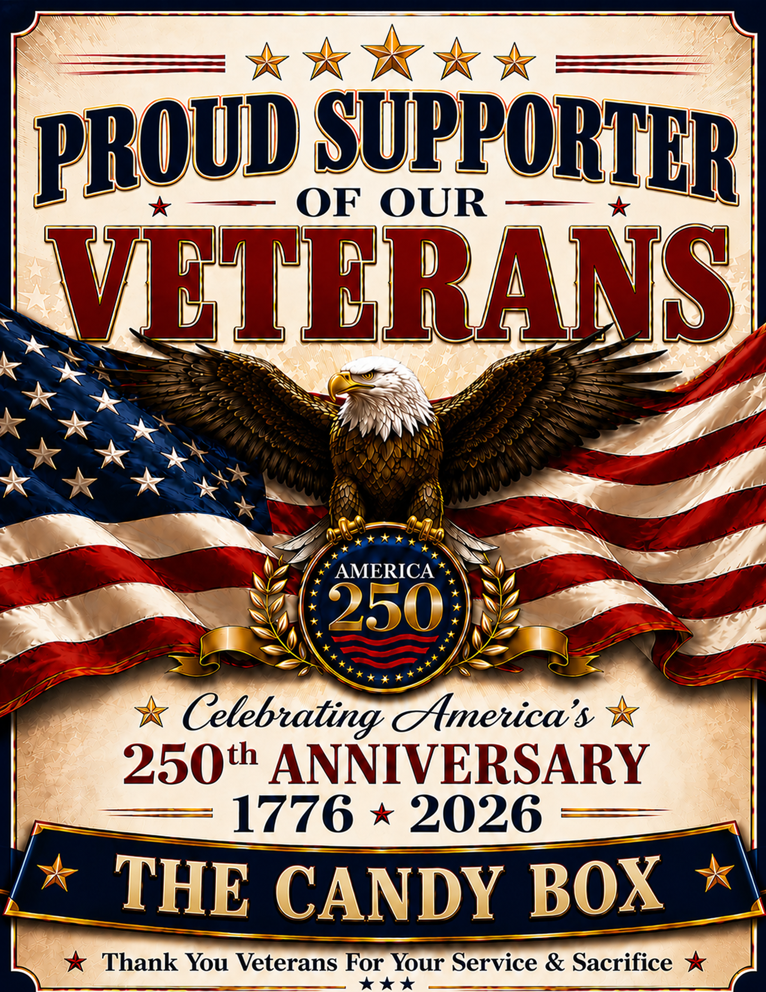 Veterans Support Sign personalized for The Candy Box